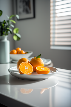 白色餐盘上的美食橘子摄影图数字艺术21
