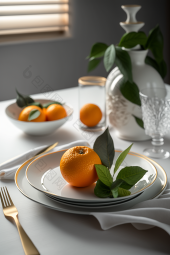 水果餐厅白色盘子橙子专业摄影摄影图20