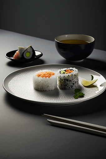 餐盘的美食寿司白色餐盘餐厅