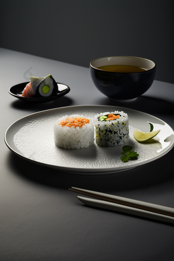 餐盘的美食<strong>寿司</strong>白色餐盘餐厅