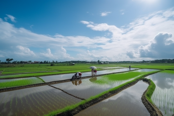 田园插秧水稻幼苗摄影图数字艺术18图片
