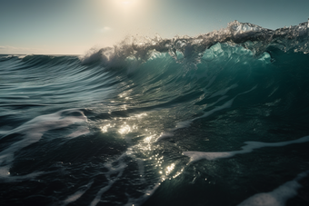 阳光下的<strong>海浪</strong>清澈水