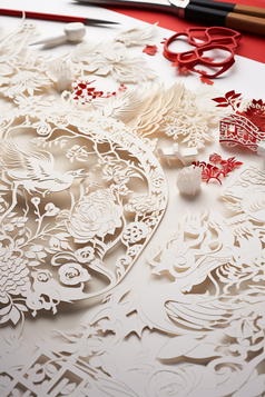 中国传统手工剪纸艺术高细节摄影图3