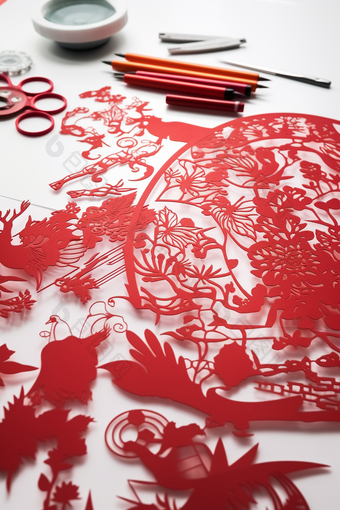 中国传统手工剪纸艺术高细节活手艺