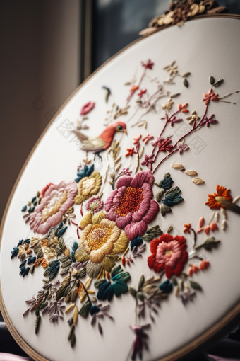 中国手工制作的刺绣高细节专业摄影艺术传统