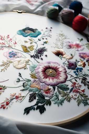 中国手工制作的刺绣高细节专业摄影传承花