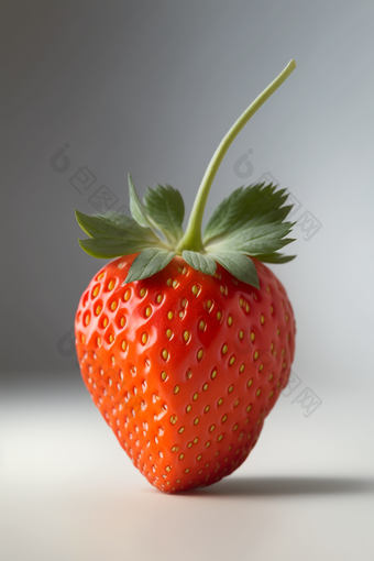 一颗草莓白色桌面专业摄影