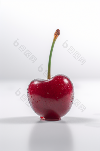 一颗樱桃白色桌面专业摄影