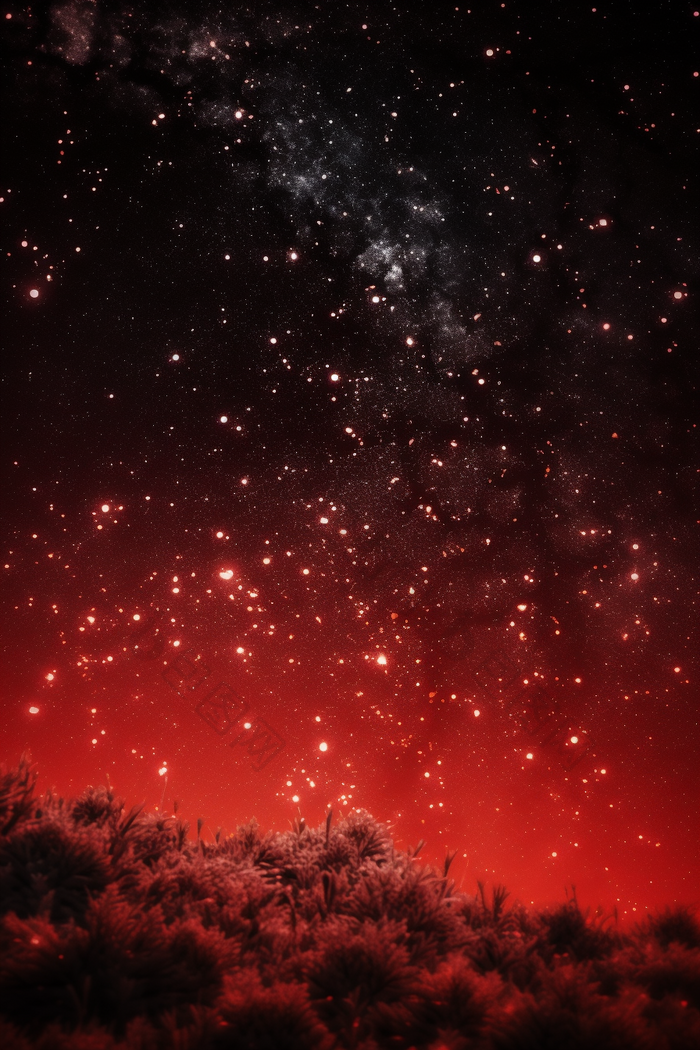 红色天空的星星氛围震撼
