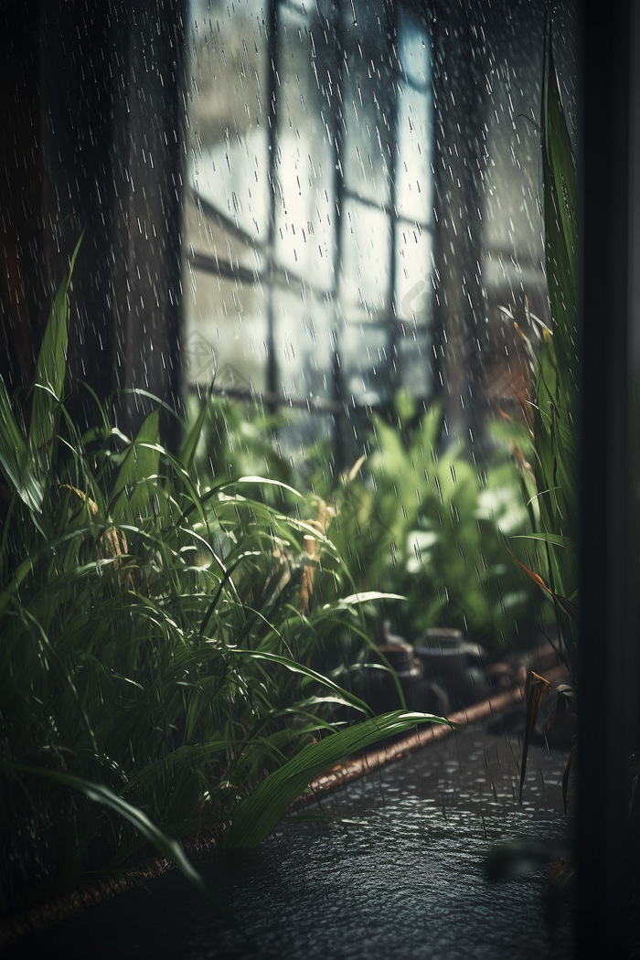 雨水冲刷植物食物冲洗