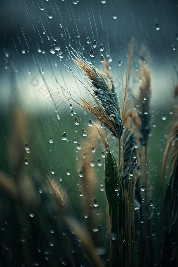 雨水冲刷粮食植物食物