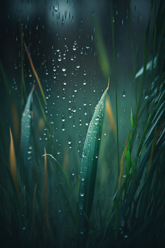 雨水冲刷植物摄影图数字艺术5