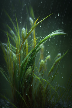 雨水冲刷植物摄影图数字艺术1