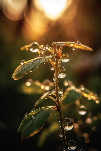 清晨露珠<strong>植物</strong>水滴生命