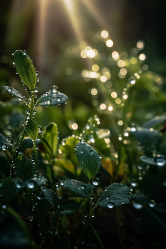 清晨露珠植物水滴阳光