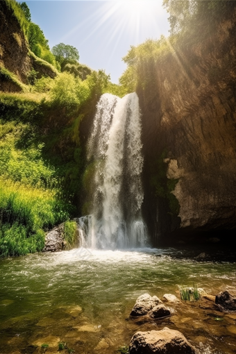 阳光瀑布<strong>风景</strong>活力夏季