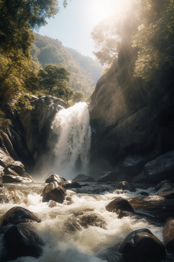 阳光瀑布风景活力四季