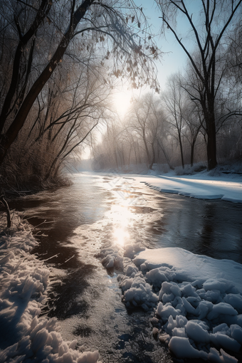 阳光冬天<strong>雪景</strong>白色风景