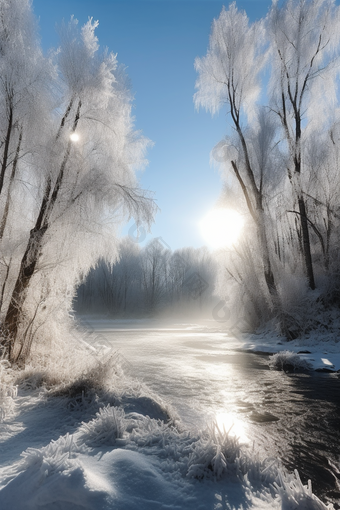 阳光冬天<strong>雪景</strong>白色美丽