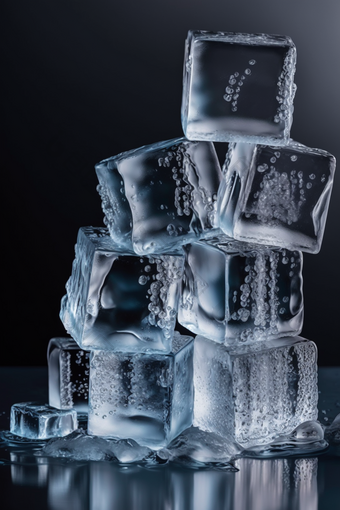 一堆<strong>透明冰块</strong>深色背景高清摄影物体单个物体