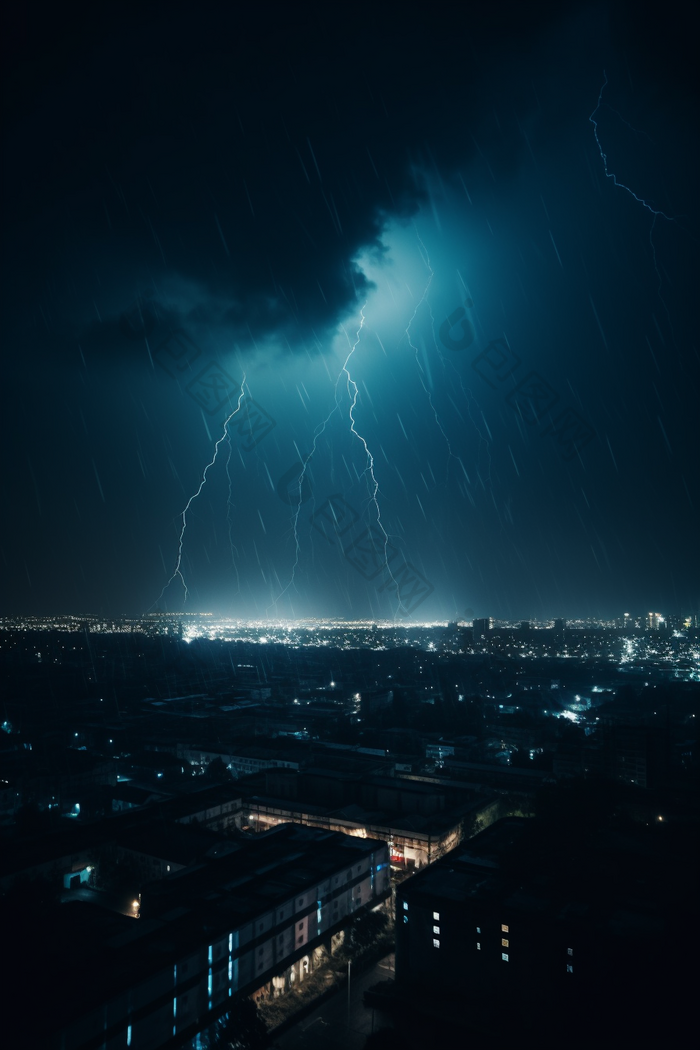 雷电夜晚蓝色深色背景高清数字艺术11