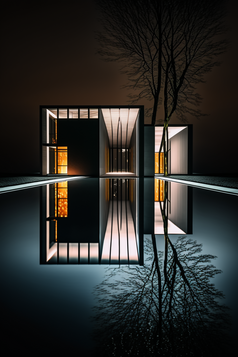现代建筑灯光反射摄影图数字艺术40