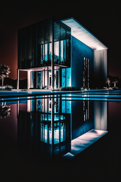 现代建筑灯光反射摄影图数字艺术46