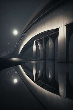 现代桥梁灯光反射摄影图数字艺术35