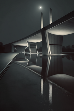 现代桥梁灯光反射摄影图数字艺术32