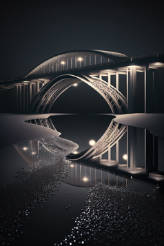 现代桥梁灯光反射摄影图数字艺术28