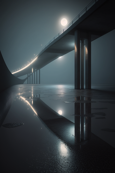 现代桥梁灯光反射摄影图数字艺术27