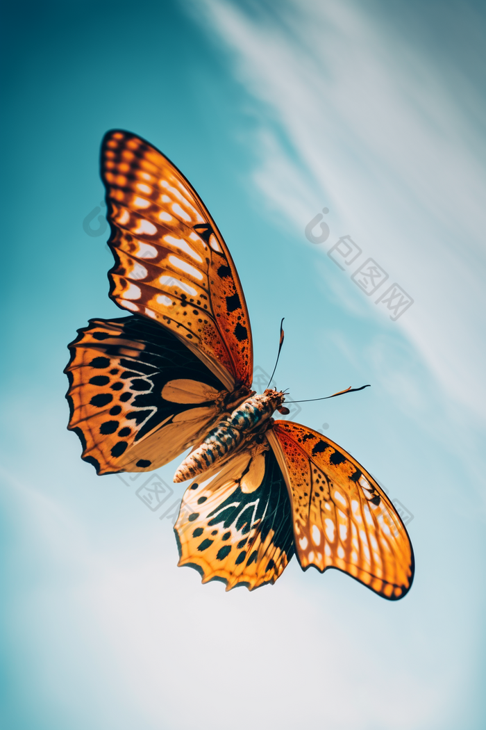 蝴蝶在天空飞行质感生活