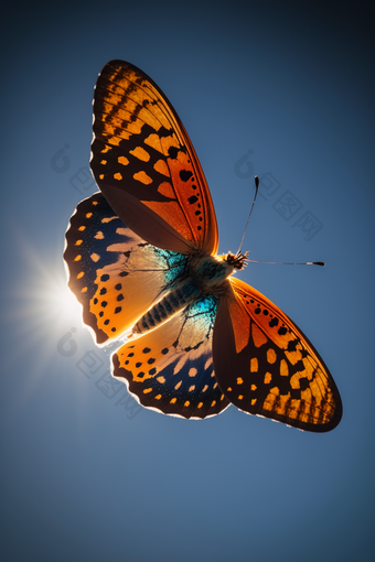 动物蝴蝶飞行天空视觉效果