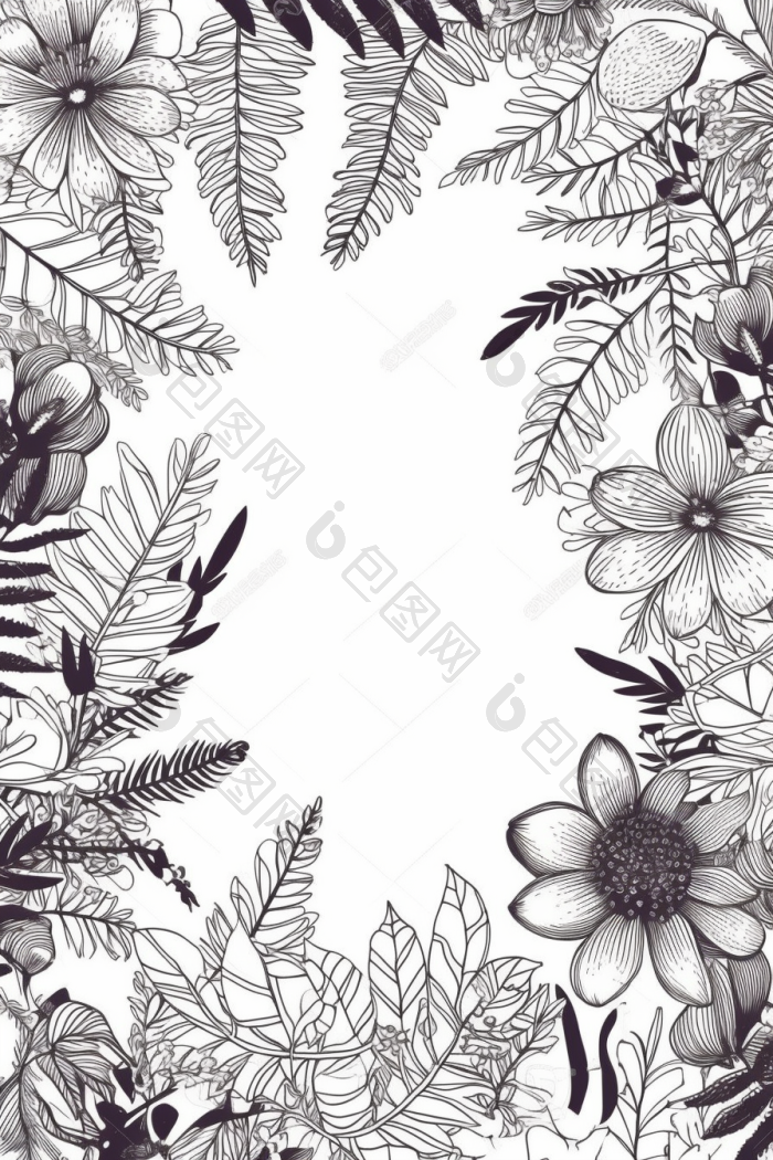 植物线描插画高清图片下载 包图网 
