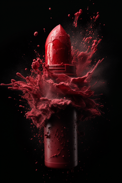 红色口红爆炸工作室光8k细节商业摄影3
