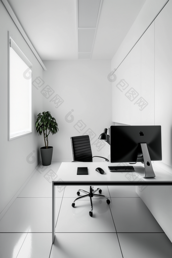 明亮整洁的室内办公桌环境8k