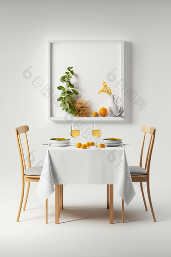 明亮整洁的室内餐桌环境白色