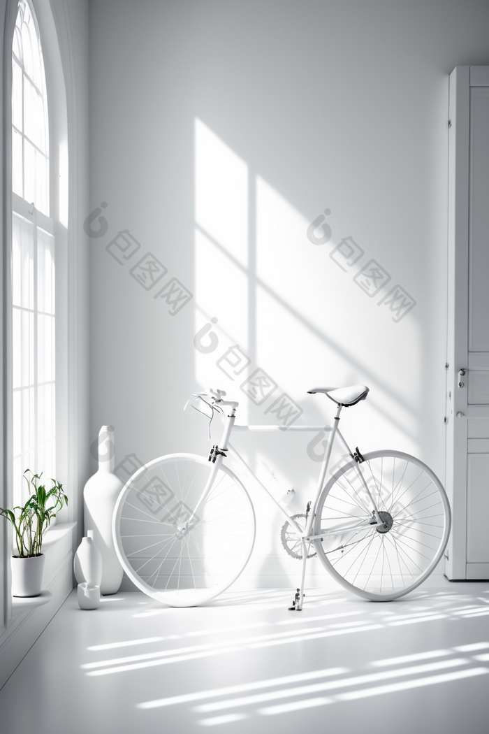 交通工具摆拍自行车高清白色