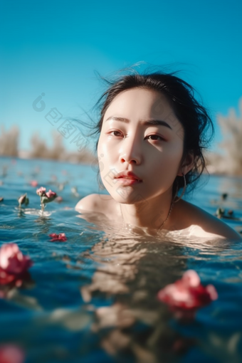 水中的漂亮女人中国户外