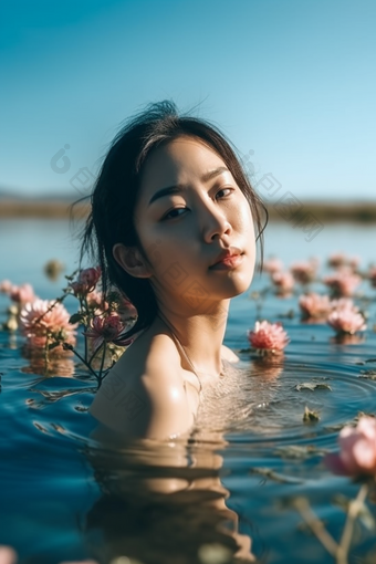 水中的漂亮女人中国漂亮
