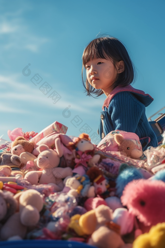 户外玩具小女孩光影小孩氛围图片