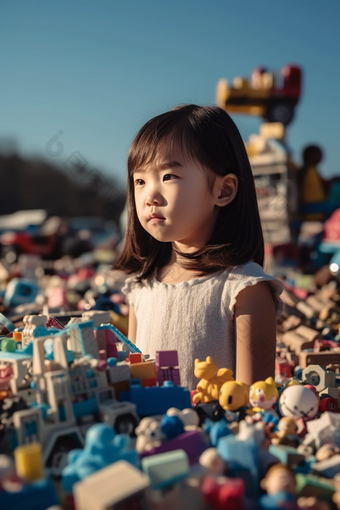户外玩具小女孩光影小孩中国小孩图片
