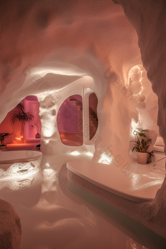 孟菲斯风格的洞穴酒店温馨舒适