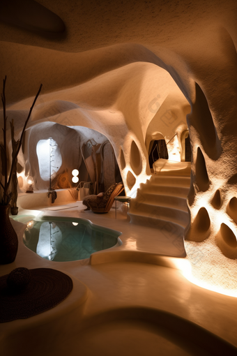 孟菲斯风格的洞穴酒店灯光特殊