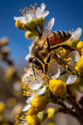 收集花蜜采蜜的蜜蜂晴朗高清