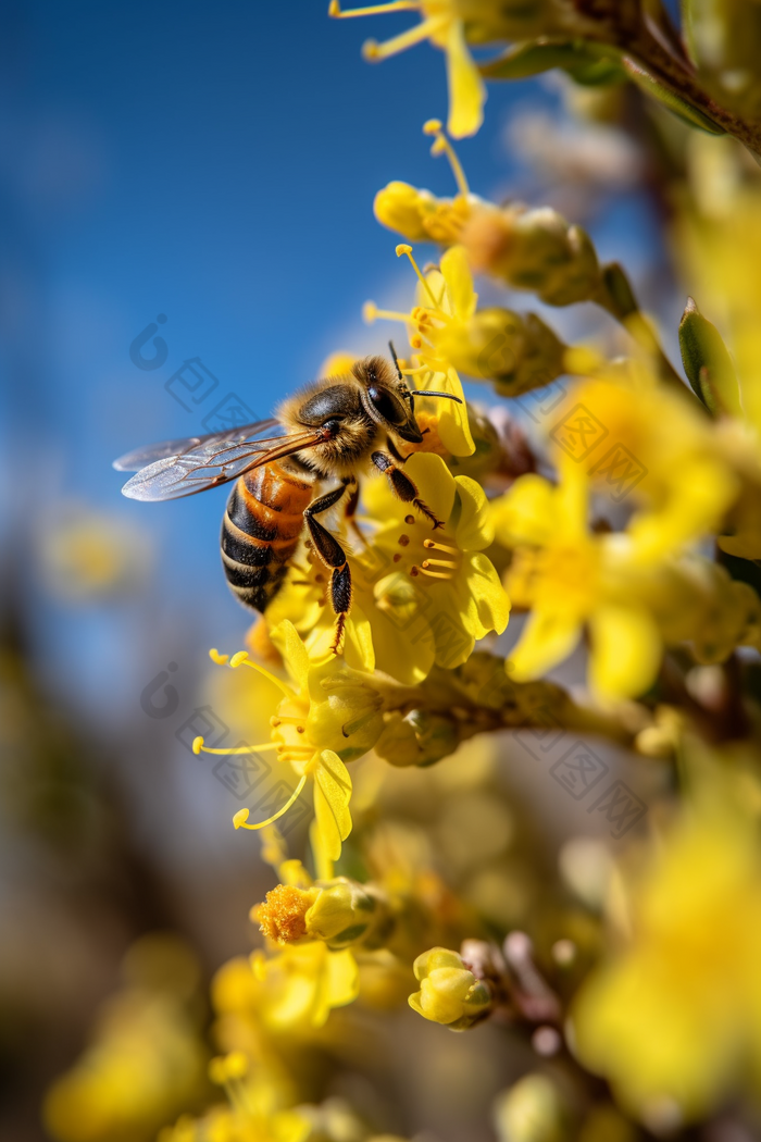 收集花蜜采蜜的蜜蜂勤劳专业