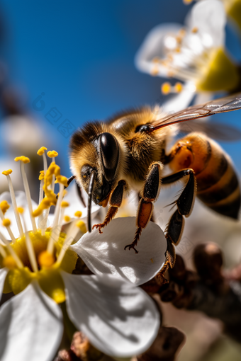 收集花蜜采蜜的蜜蜂晴朗专业