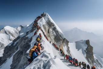 <strong>人们</strong>穿过珠穆朗玛峰通过风景