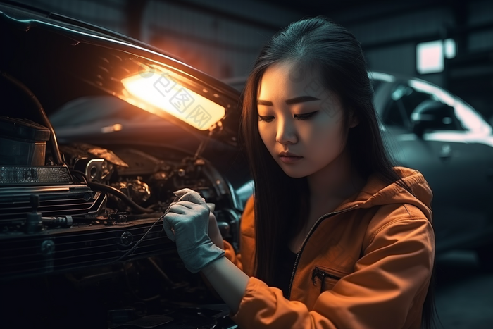 亚洲工人修理汽车修复专业