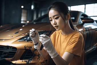 亚洲工人修理汽车亚洲人亚洲